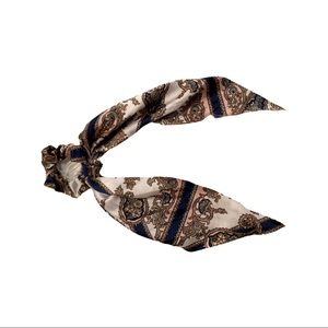 NAVY, PINK, AND WHITE HAIR SCARF AND SCRUNCHIE SET